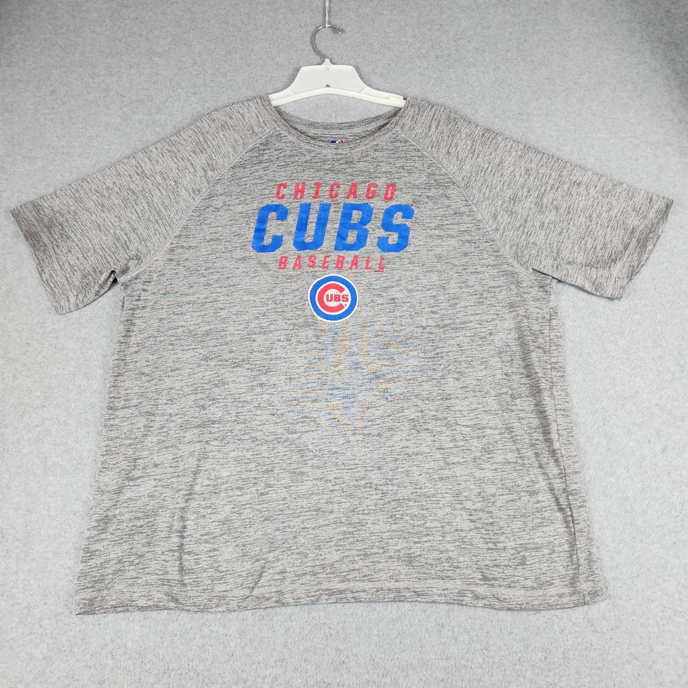 Chicago Cubs Shirt Mens 2XL Gray MLB Genuine Merchandise Crew Neck Graphic